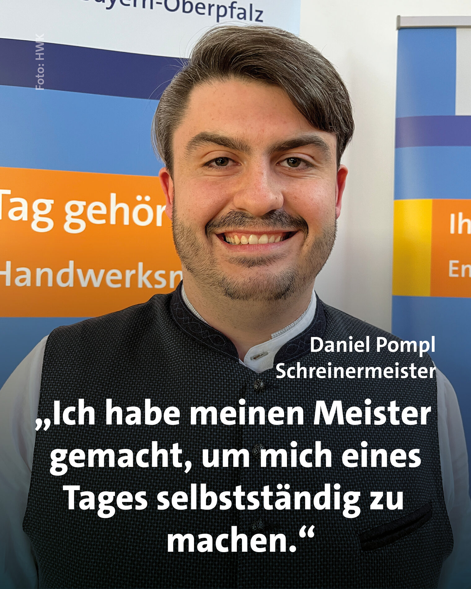 Daniel Pompl gibt eine Stellungnahme zu ihrer Meisterbesten-Ehrung.