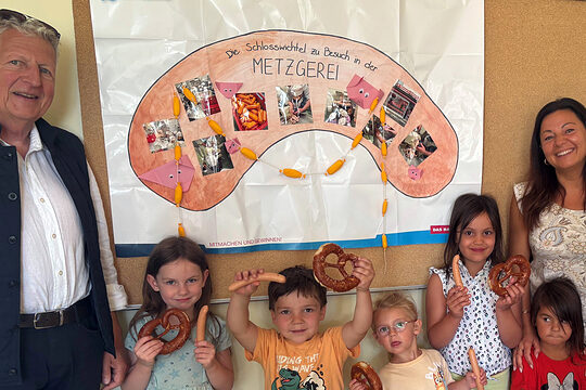 Die Laberweintinger Kindergartenkindern freuten sich über das Brezn-Frühstück. 