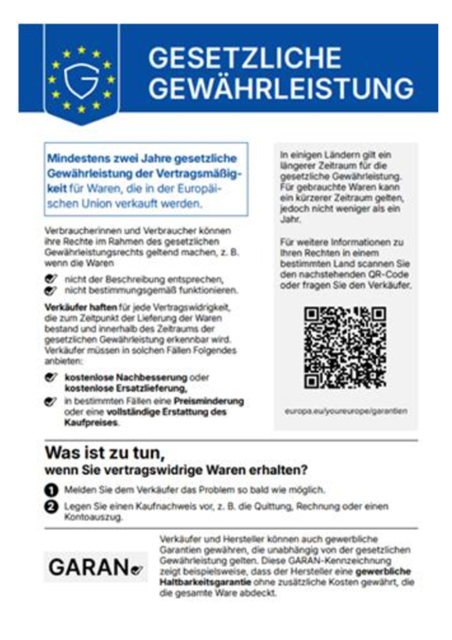 Gewährleistungslabel mit QR-Code
