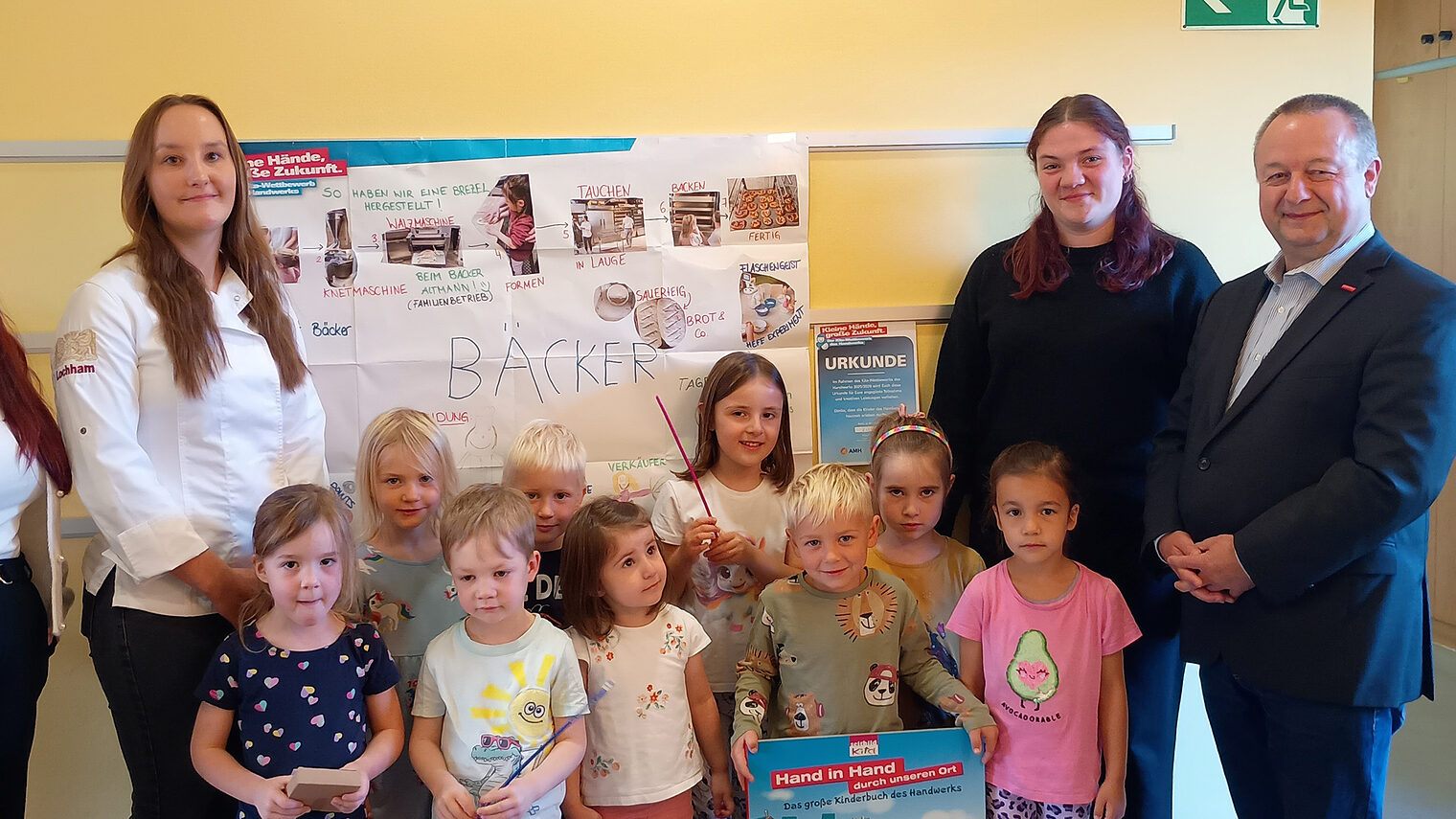 Beim Kita-Wettbewerb des Handwerks lernten die Kinder des Kindergartens St. Josef in Nittendorf das Bäckerhandwerk kennen.